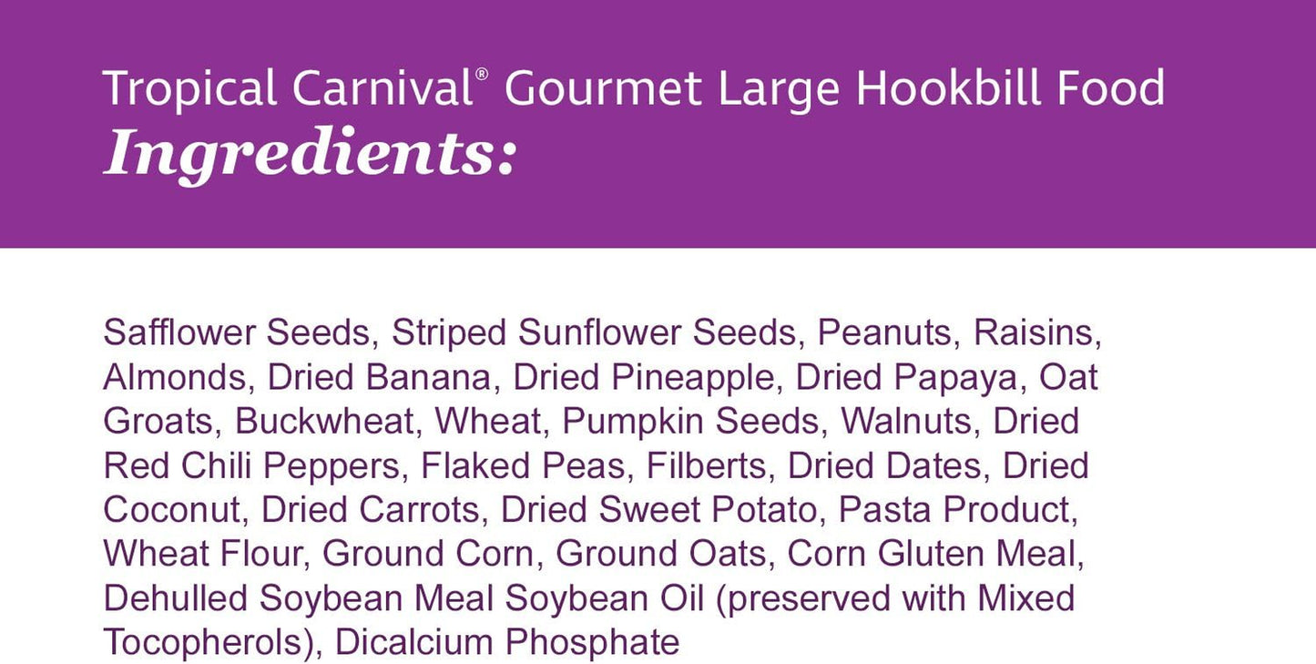 F.M. Brown'S Tropical Carnival Gourmet Large Hookbill Food for Parrots, Cockatoos and Macaws over 13", Vitamin-Nutrient Fortified Daily Diet