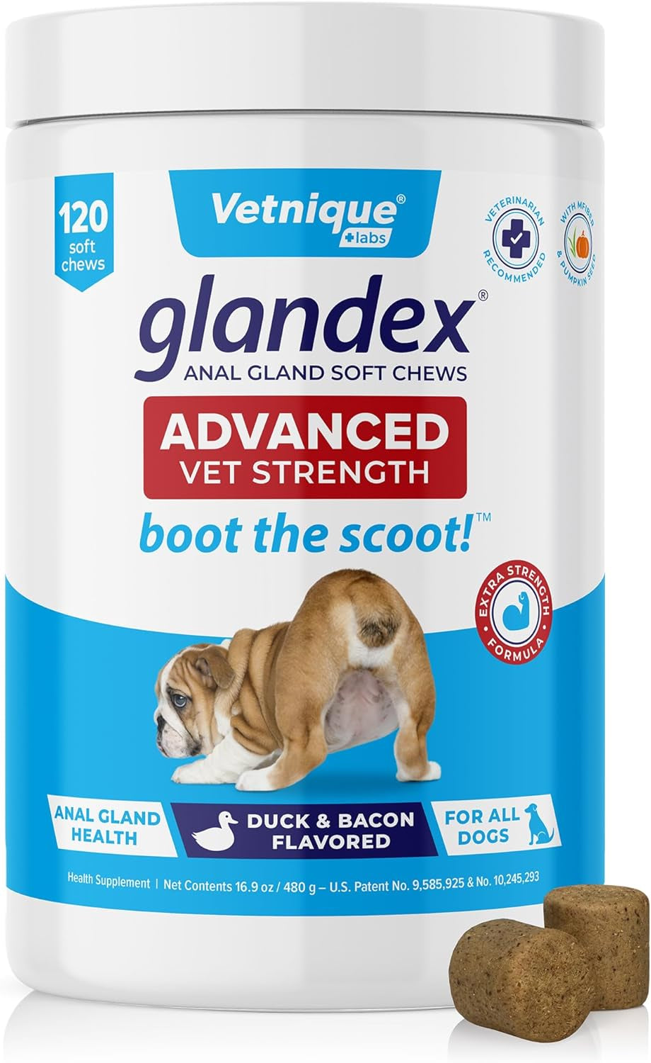 Glandex Anal Gland Soft Chew Treats with Pumpkin for Dogs Digestive Enzymes, Probiotics Fiber Supplement for Dogs Boot the Scoot