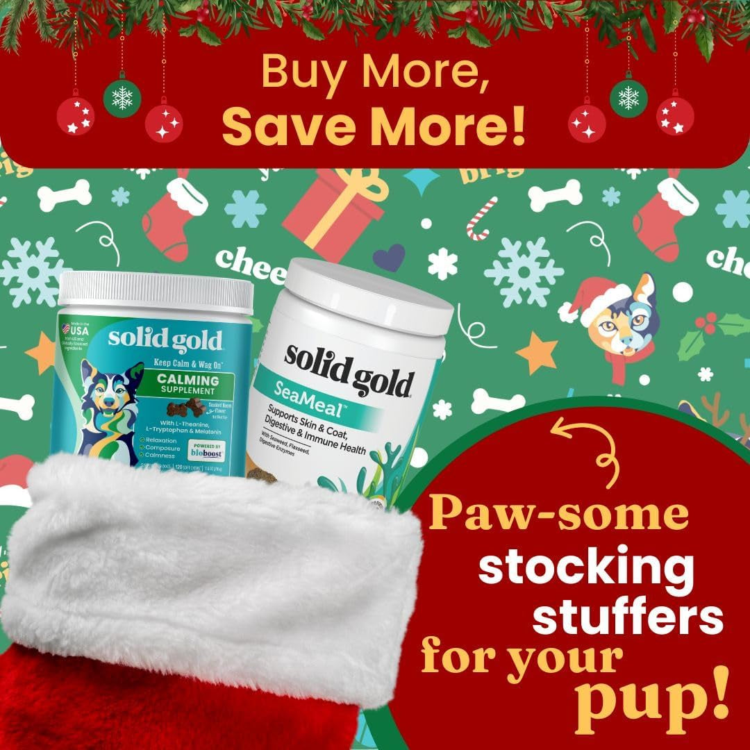 Solid Gold Seameal Cat & Dog Food Topper - Kelp Powder Dog & Cat Multivitamin - Omega 3 & Digestive Enzymes for Skin & Coat, Gut + Immune Support