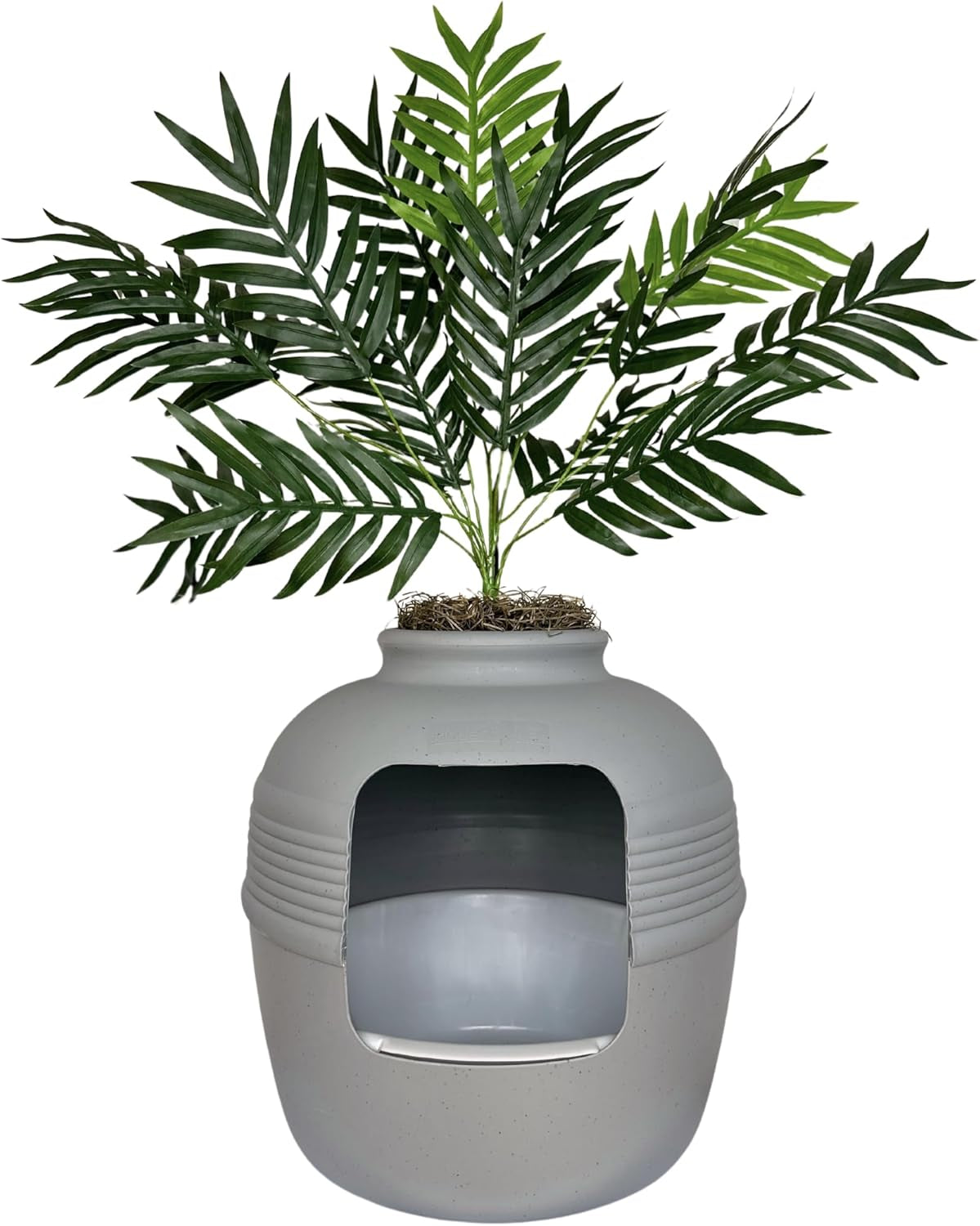 Good Pet Stuff, Original Hidden Litter Box & Reusable Liner Essentials Kit, round Enclosed Cat Planter Litter Box with Artificial Plants, Carbon Odor Filter System, Easy to Clean