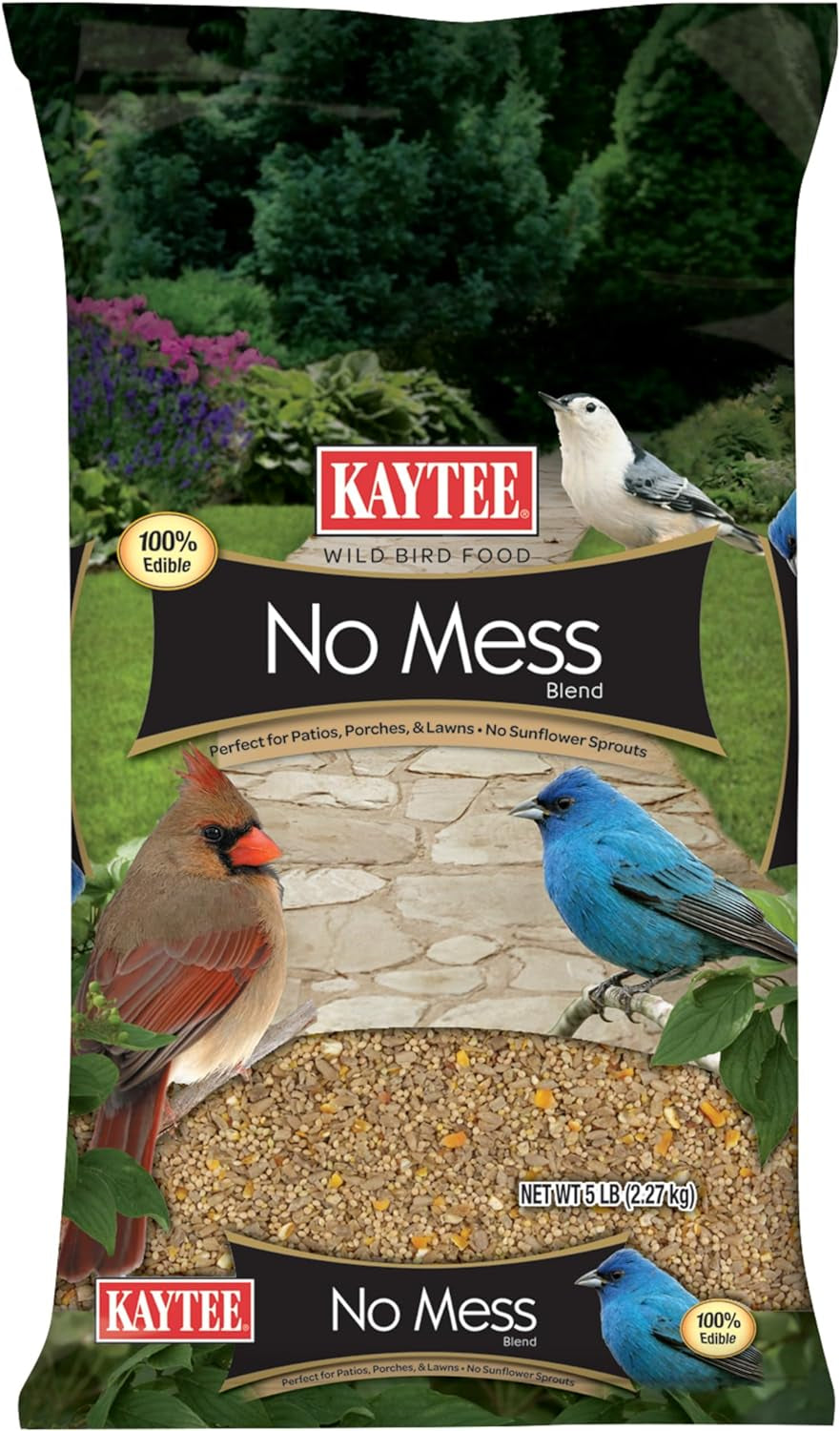 Wild Bird (No Mess or Waste Free) Food Seed Blend for Blue Jays, Woodpeckers, Juncos, Cardinals, Grosbeaks, Sparrows, and Finches, 10 Pound, (Packaging May Vary)