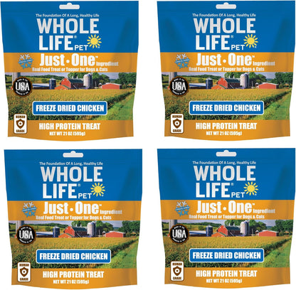 Whole Life Pet Just One Chicken Dog and Cat Value Packs - Human Grade, Freeze Dried, One Ingredient - Protein Rich, Grain Free, Made in the USA