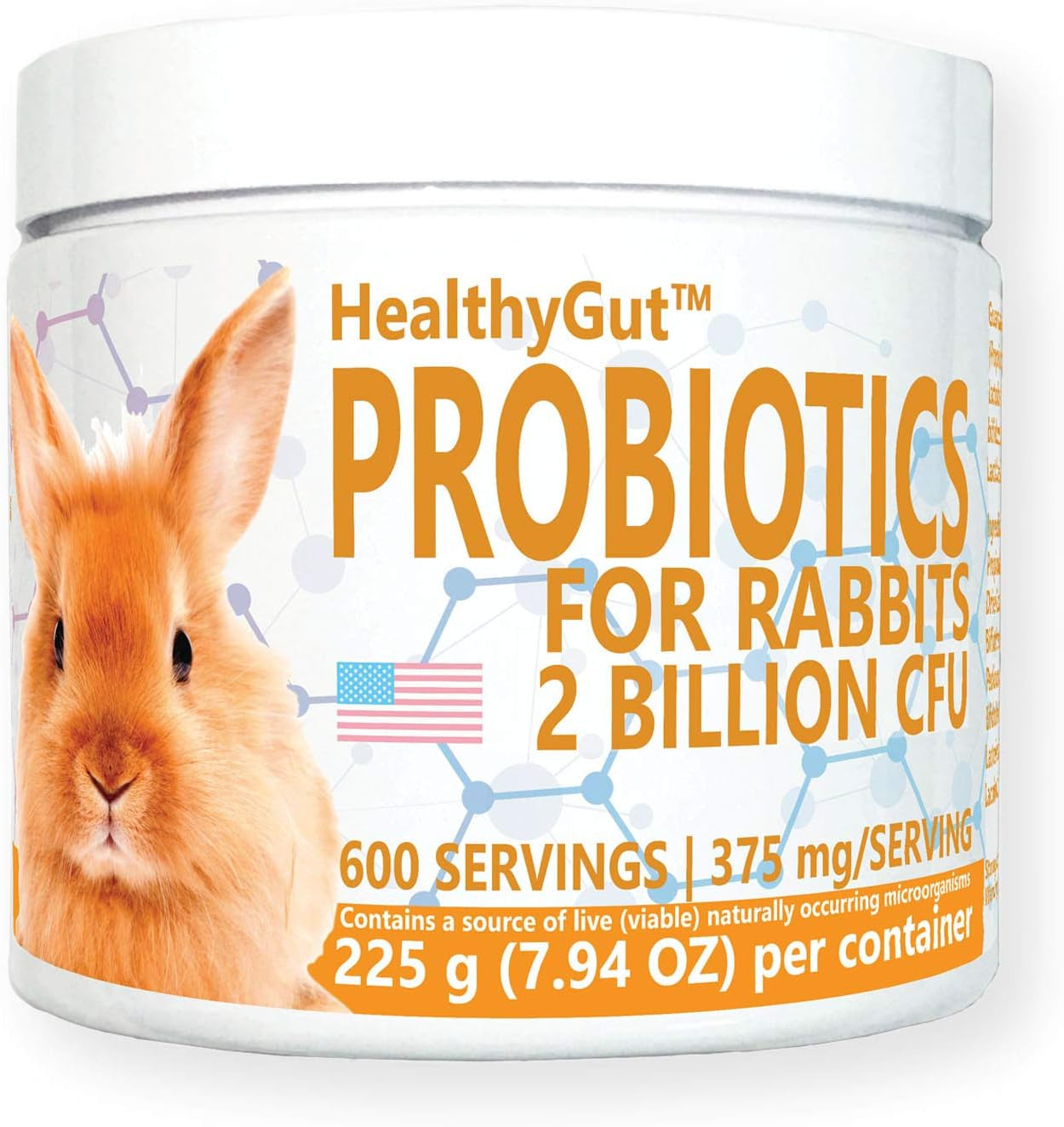 Healthygut™ Probiotics for Rabbits Dietary Supplement, All-Natural Digestive System Formula (600 Servings)