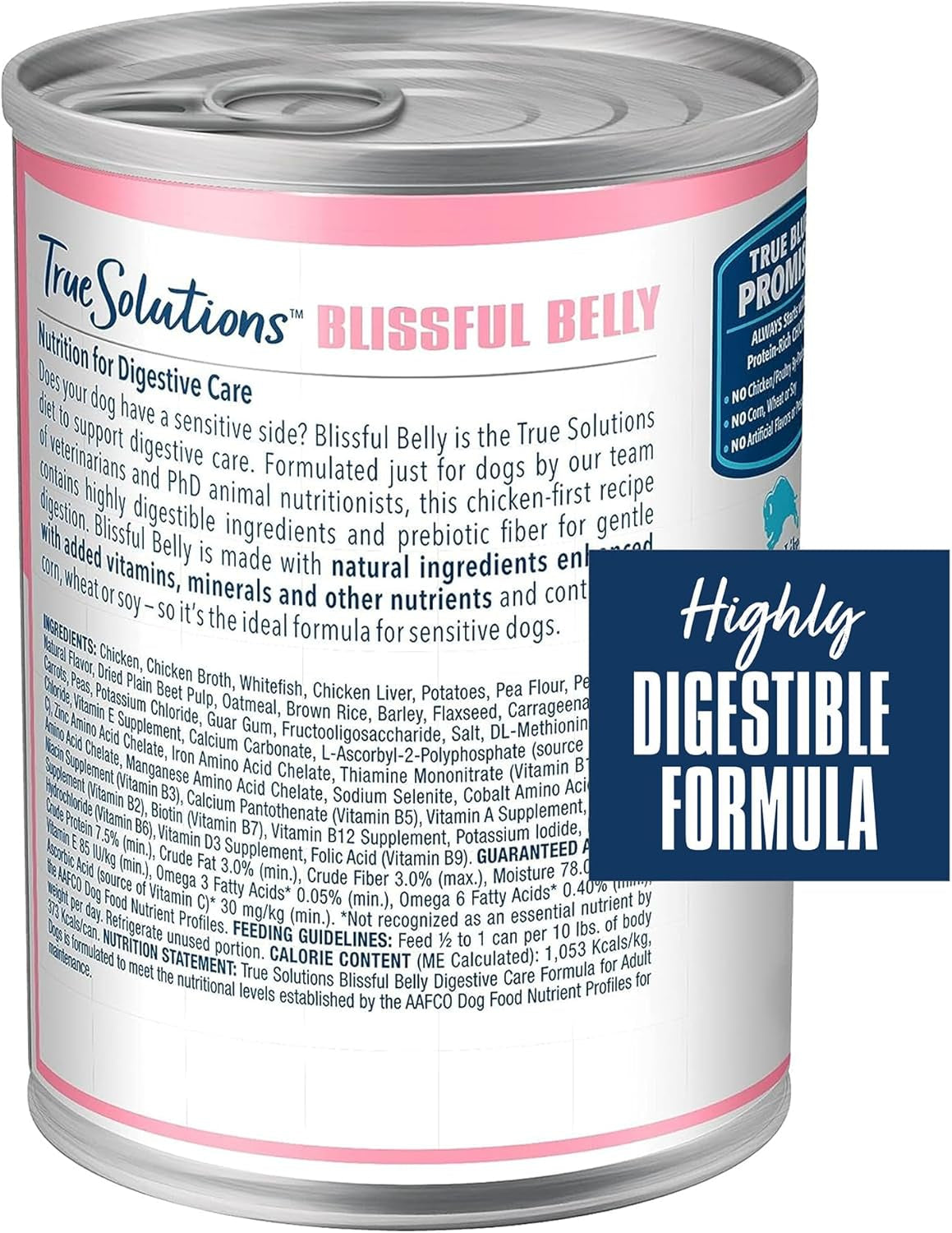 Blue Buffalo True Solutions Blissful Belly Wet Dog Food, Digestive Care Formula, Helps Maintain Stool Quality, 12.5-Oz. Cans (12 Count)