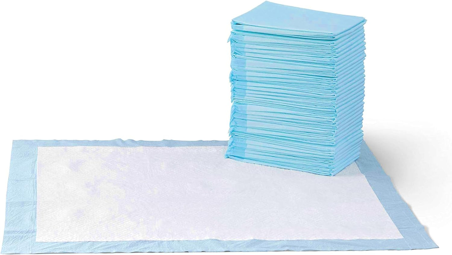 Dog and Puppy Pee Pads with 5-Layer Leak-Proof Design and Quick-Dry Surface for Potty Training, Standard Absorbency, Regular Size, 22 X 22 Inch - Pack of 50, Blue & White