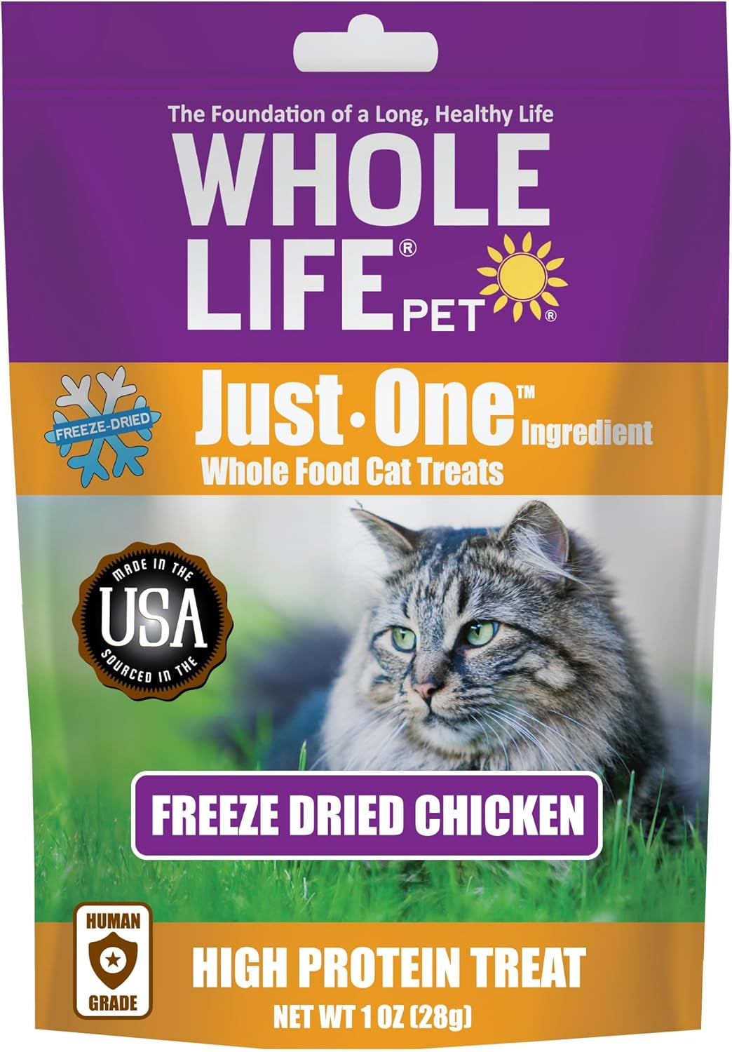 Whole Life Pet Just One Chicken Freeze Dried Cat Treats - Human Grade Cat Food Toppers, High Protein Cat Snacks, Cat Toppers for Food, USA Made Natural Cat Treats