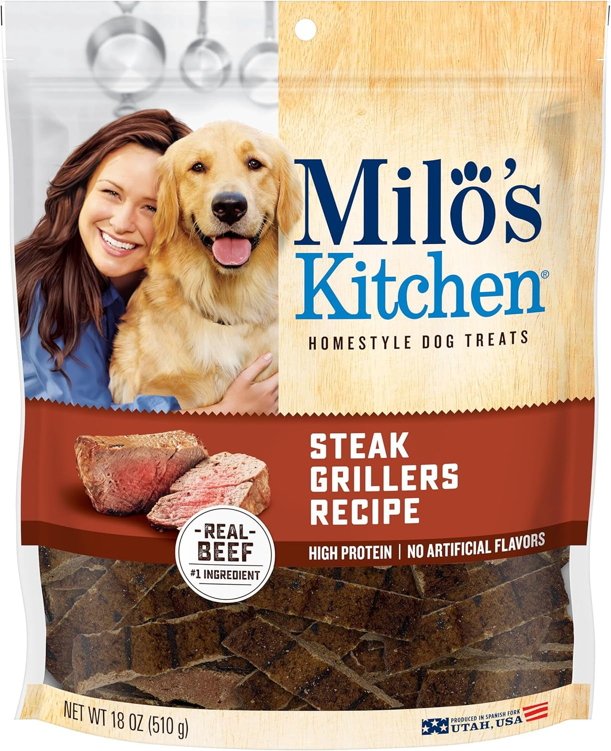 Milo'S Kitchen Homestyle Dog Treats, High Protein, No Artificial Flavors