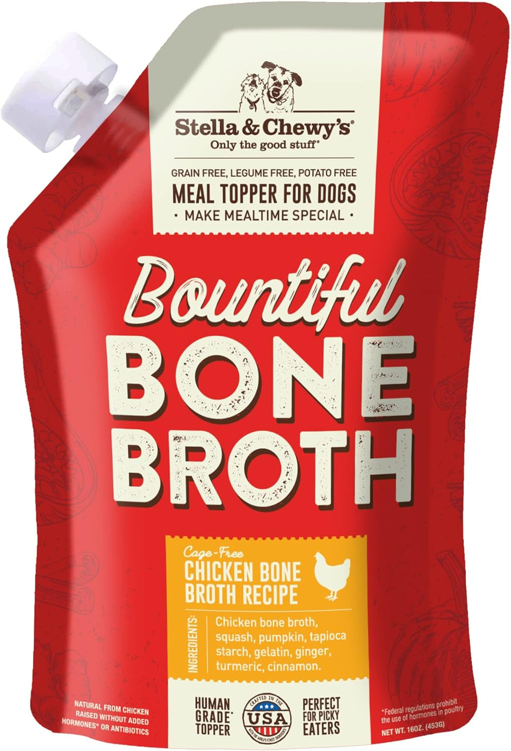 Stella & Chewy'S Bountiful Bone Broth Cage-Free Chicken Recipe Meal Topper for Dogs