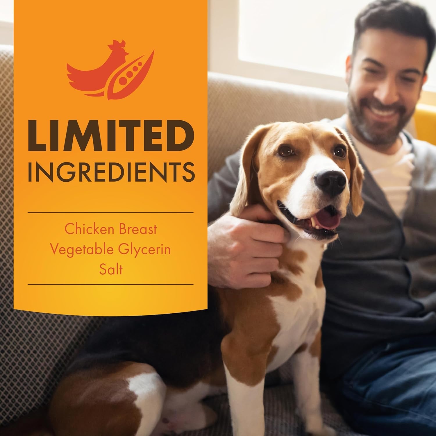 Dog Treats, Chicken Jerky for Dogs, Made with 100% Real Chicken Breast, Healthy, Easily Digestible, Long-Lasting, High Protein Dog Treat, Satisfies Dog's Urge to Chew