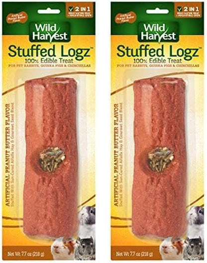 Stuffed Logz 1 Count, Edible Treat for Rabbits, Guinea Pigs and Chinchillas, Artificial Peanut Butter Flavor