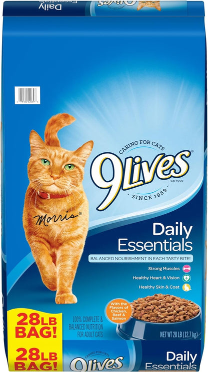 9Lives Daily Essentials Dry Cat Food with Chicken, Beef & Salmon Flavors