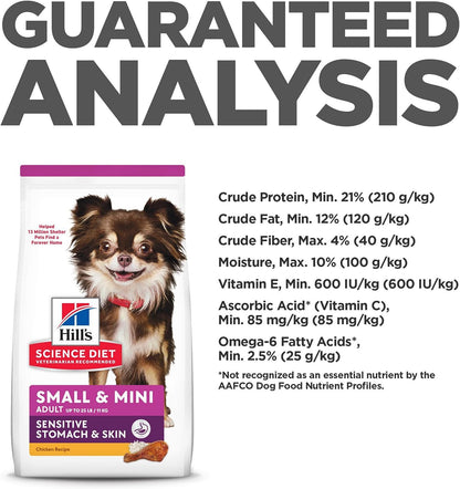 Sensitive Stomach & Skin, Adult 1-6, Small & Mini Breeds Stomach & Skin Sensitivity Support, Dry Dog Food, Chicken Recipe, 4 Lb Bag