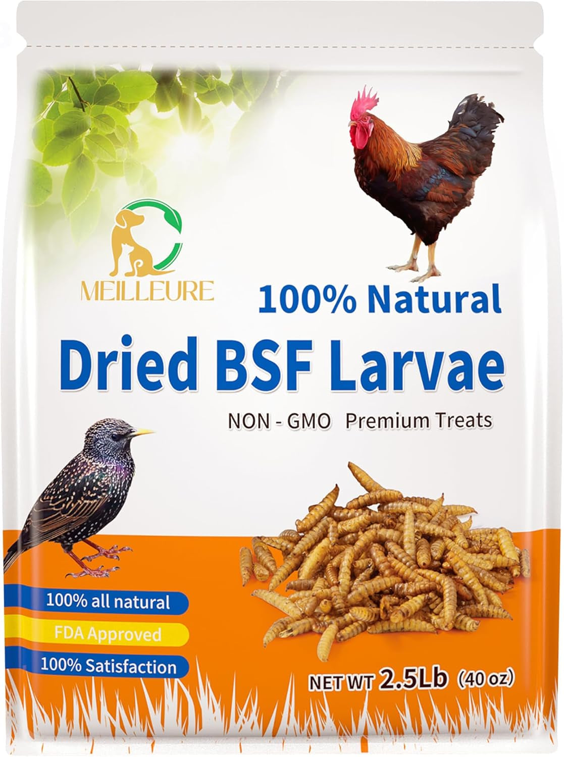 Dried Black Soldier Fly Larvae for Chickens - High Protein Chicken Food 100% Natural - BSF Larvae More Calcium than Dried Mealworms, Chicken Treats for Laying Hens Ducks Birds