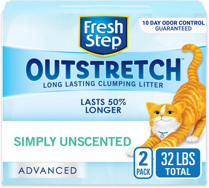 Fresh Step Outstretch Advanced Long Lasting Clumping Litter, Activated Charcoal Litter Lasts 50% Longer