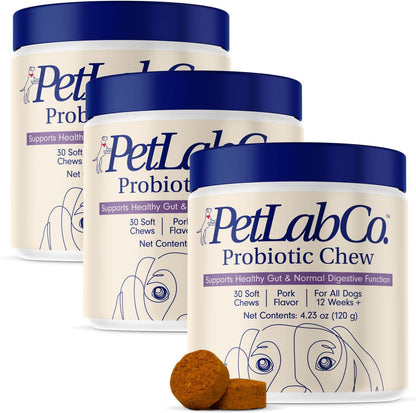 Probiotics for Dogs, Support Gut Health, Diarrhea, Digestive Health & Seasonal Allergies - Pork Flavor - 30 Soft Chews - Packaging May Vary