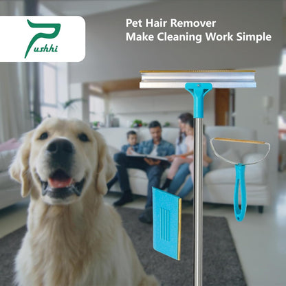 Pet Hair Removal Tool Set V2, Retractable Carpet Rake for Dogs & Cats Hair, Pet Hair Remover Set with Innovative Dual-Use Edge Design, Reusable Carpet Brush for Cat Towers, Pet Beds