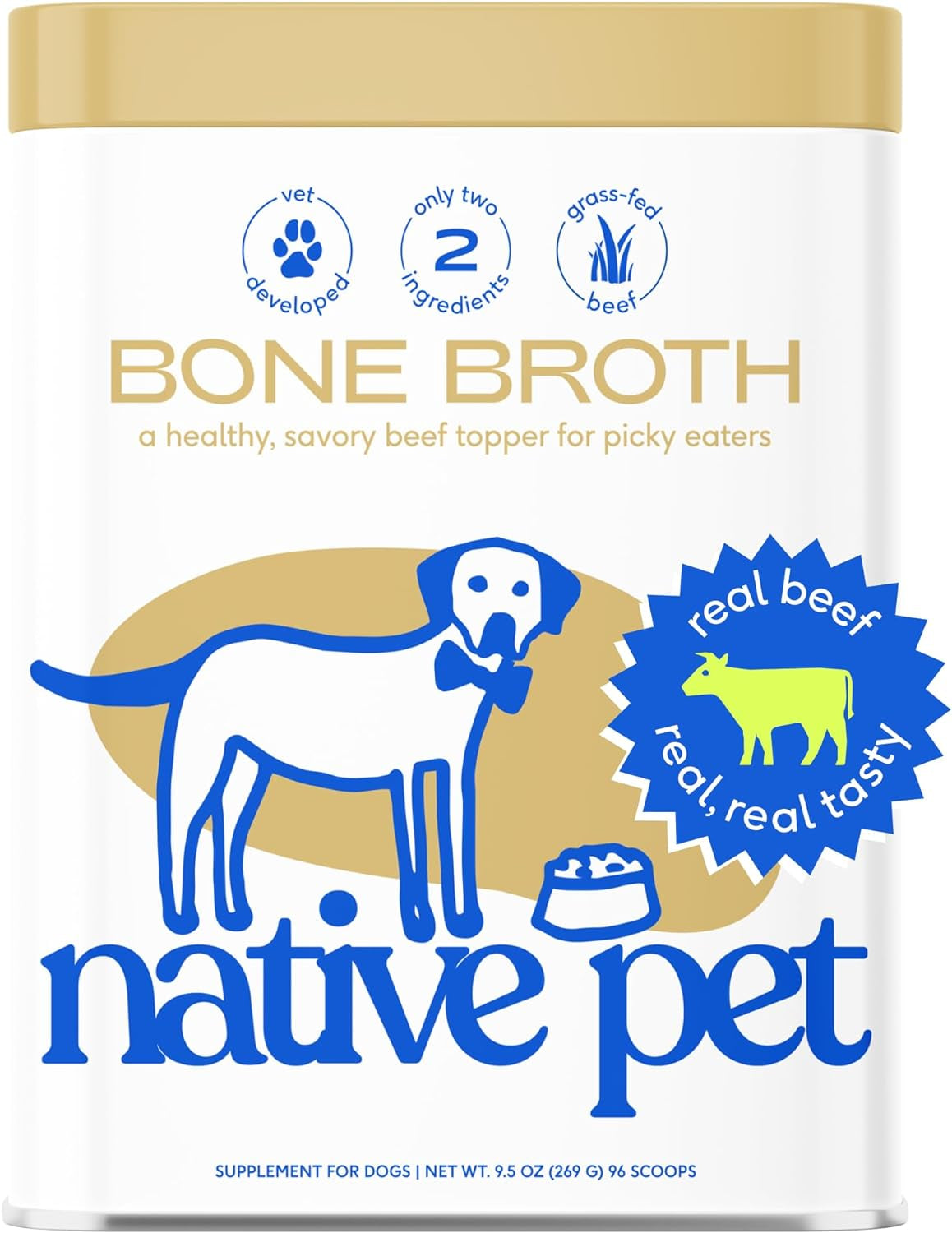 Native Pet Bone Broth for Dogs & Cats - Dog Bone Broth Powder, a Dog Food Topper for Picky Eaters - Cat Broth & Dog Broth - Dog Gravy Topper for Dry Food - Chicken Broth for Dogs & Cats