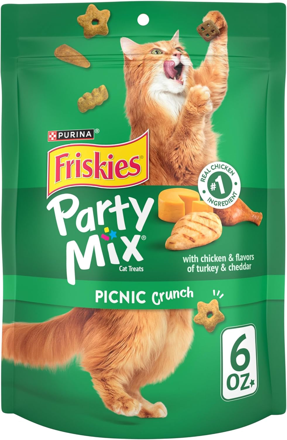 Purina Friskies Cat Treats, Party Mix Picnic Crunch - (Pack of 6) 6 Oz. Pouches