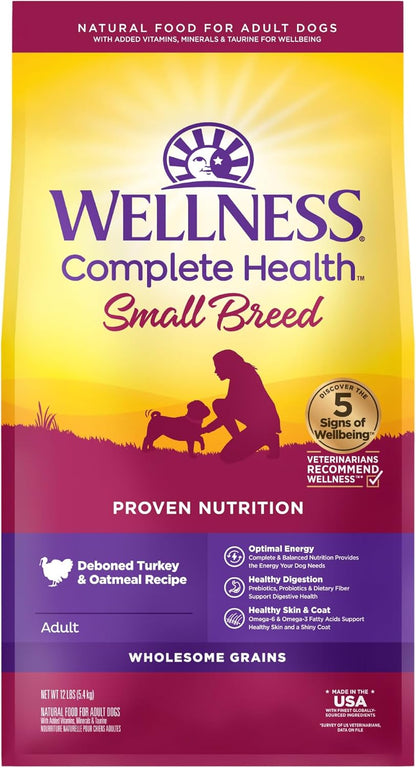 Complete Health Small Breed Adult Dry Dog Food with Grains and Real Turkey, Natural Ingredients, Omega Fatty Acids, and Probiotics, Made in USA