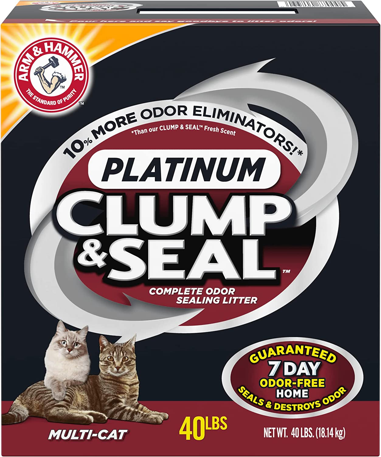 ARM & HAMMER Clump & Seal Platinum Clumping Cat Litter, Multi-Cat