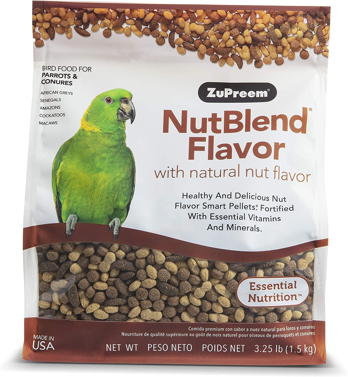 Zupreem Bird Pellets, Daily Bird Food for Parrot, Core Nutrition for Birds