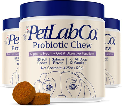 Probiotics for Dogs, Support Gut Health, Diarrhea, Digestive Health & Seasonal Allergies - Pork Flavor - 30 Soft Chews - Packaging May Vary