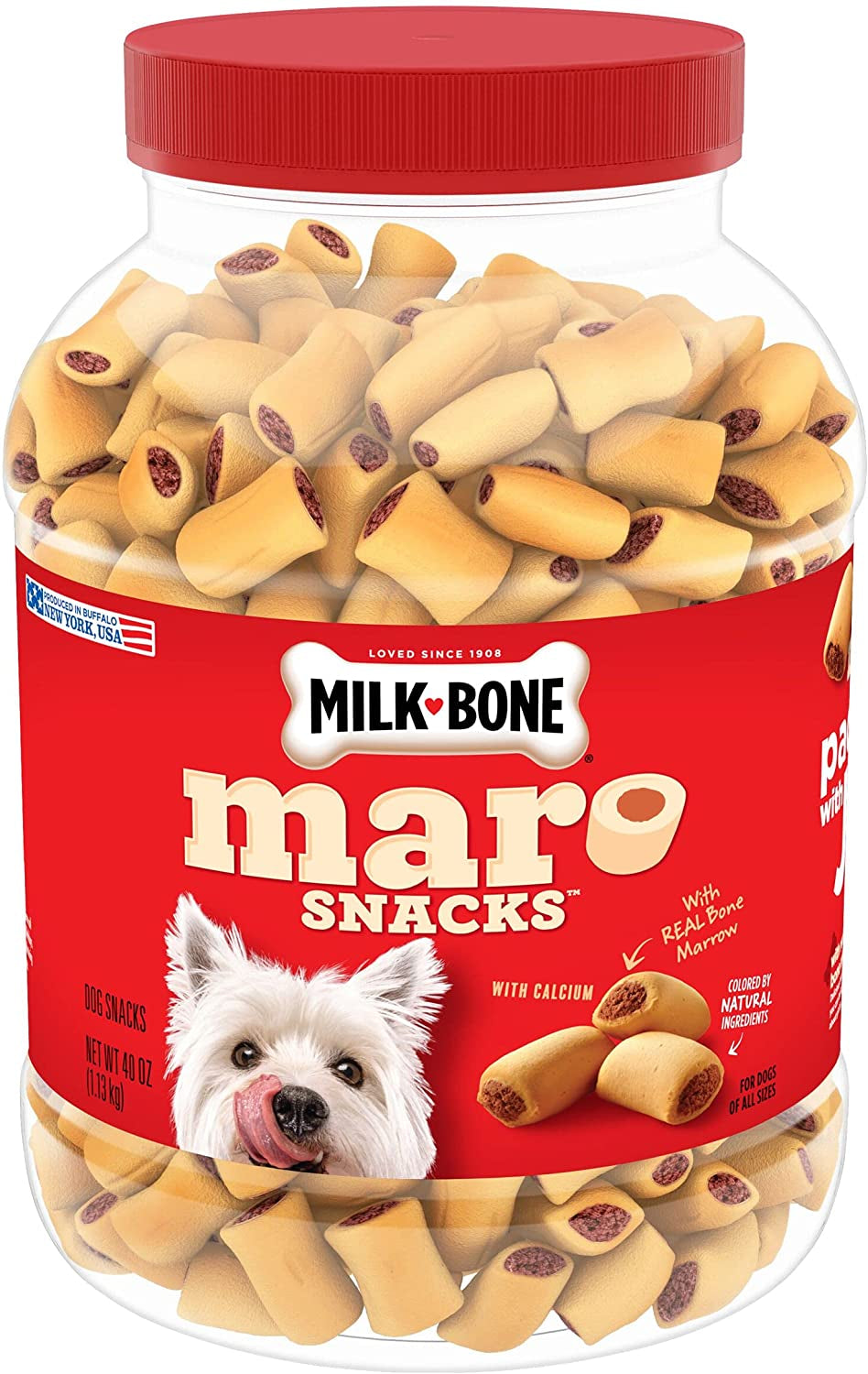 Marosnacks Dog Treats, Peanut Butter, 40 Ounce with Real Bone Marrow and Calcium