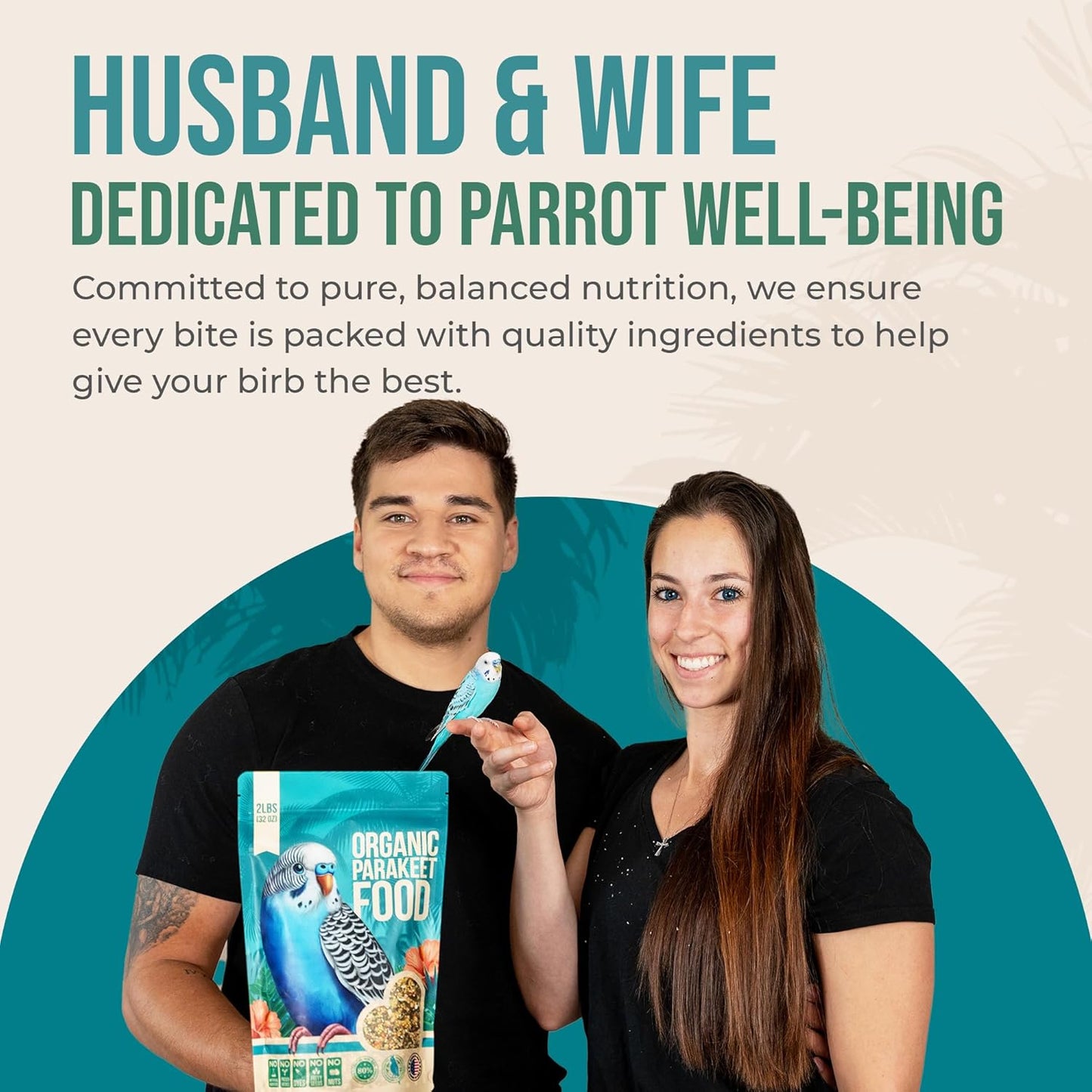 80% Organic Parakeet Food - No Dyes, Fatty Seeds, or Fillers - Human Grade Organic Parakeet Seed, Grain & Wholesome Veggies - for Budgies, Lovebirds, Parrotlets - Made in USA