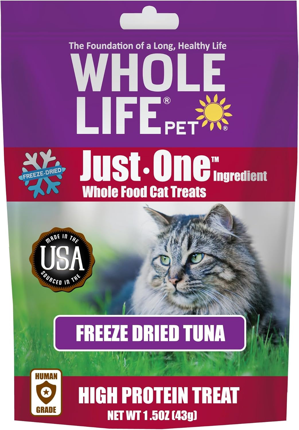 Whole Life Pet Just One Freeze Dried Cat Treats - Human Grade Cat Food Toppers, High Protein Cat Snacks, USA Made Natural Cat Treats