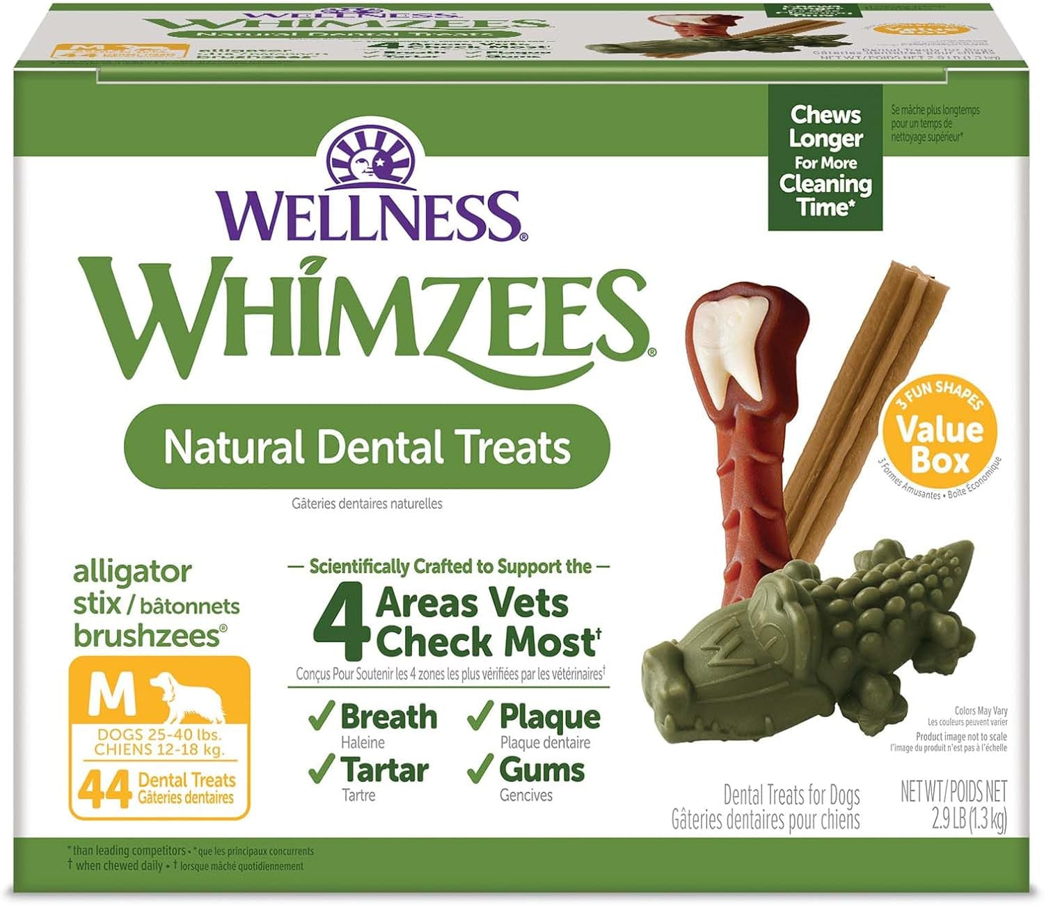 WHIMZEES by Wellness Long Lasting Dog Chews Value Box: All Natural Grain Free Treats to Help Clean Teeth & Reduce Plaque & Tartar - for Dogs 40-60 Lbs