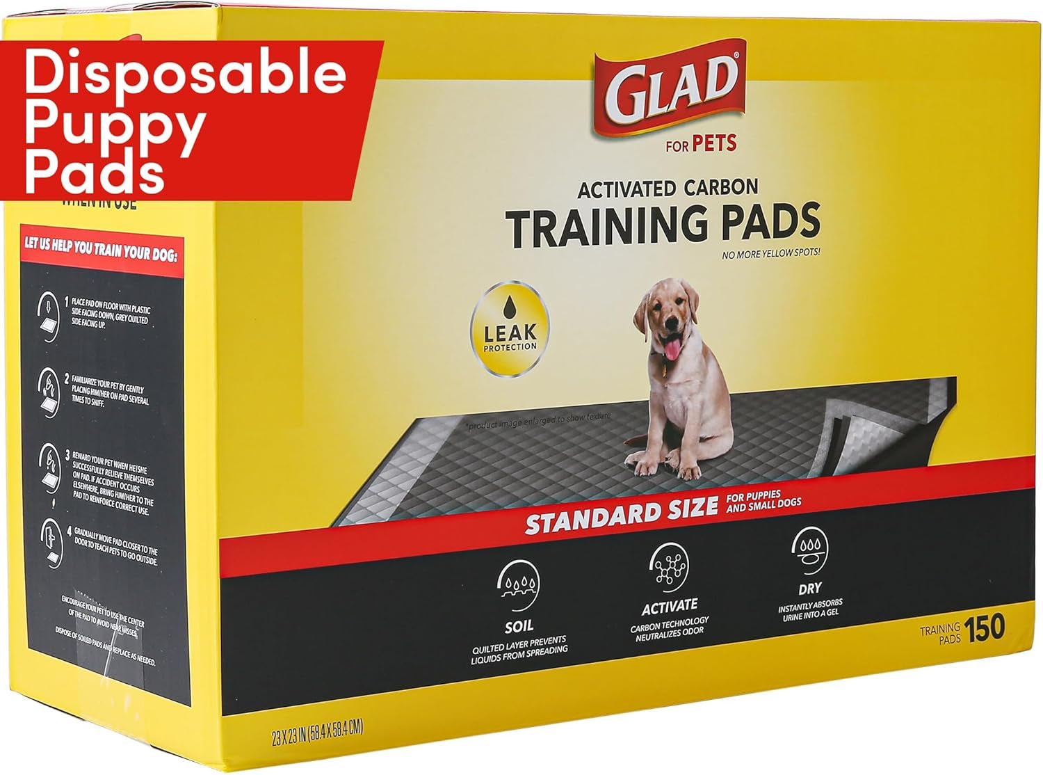 for Pets Black Charcoal Puppy Pads - Super Absorbent Disposable Dog Pee Pads, Potty Training Pads, and Pet Supplies - Dog Pee Pads for Crate Training and Indoor Use 23" X 23" - 100 Count