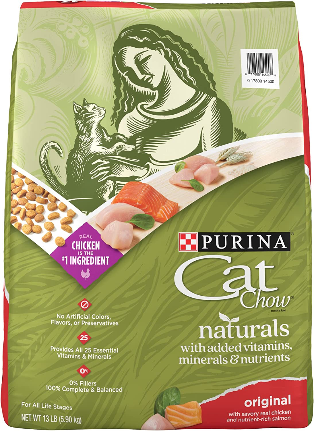 Naturals with Added Vitamins, Minerals and Nutrients Dry Cat Food, Naturals Original - 13 Lb. Bag