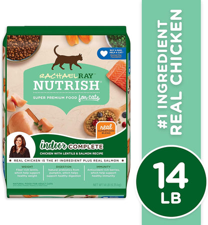 Rachael Ray Nutrish Indoor Complete Premium Natural Dry Cat Food, Chicken with Lentils & Salmon Recipe (Packaging May Vary)