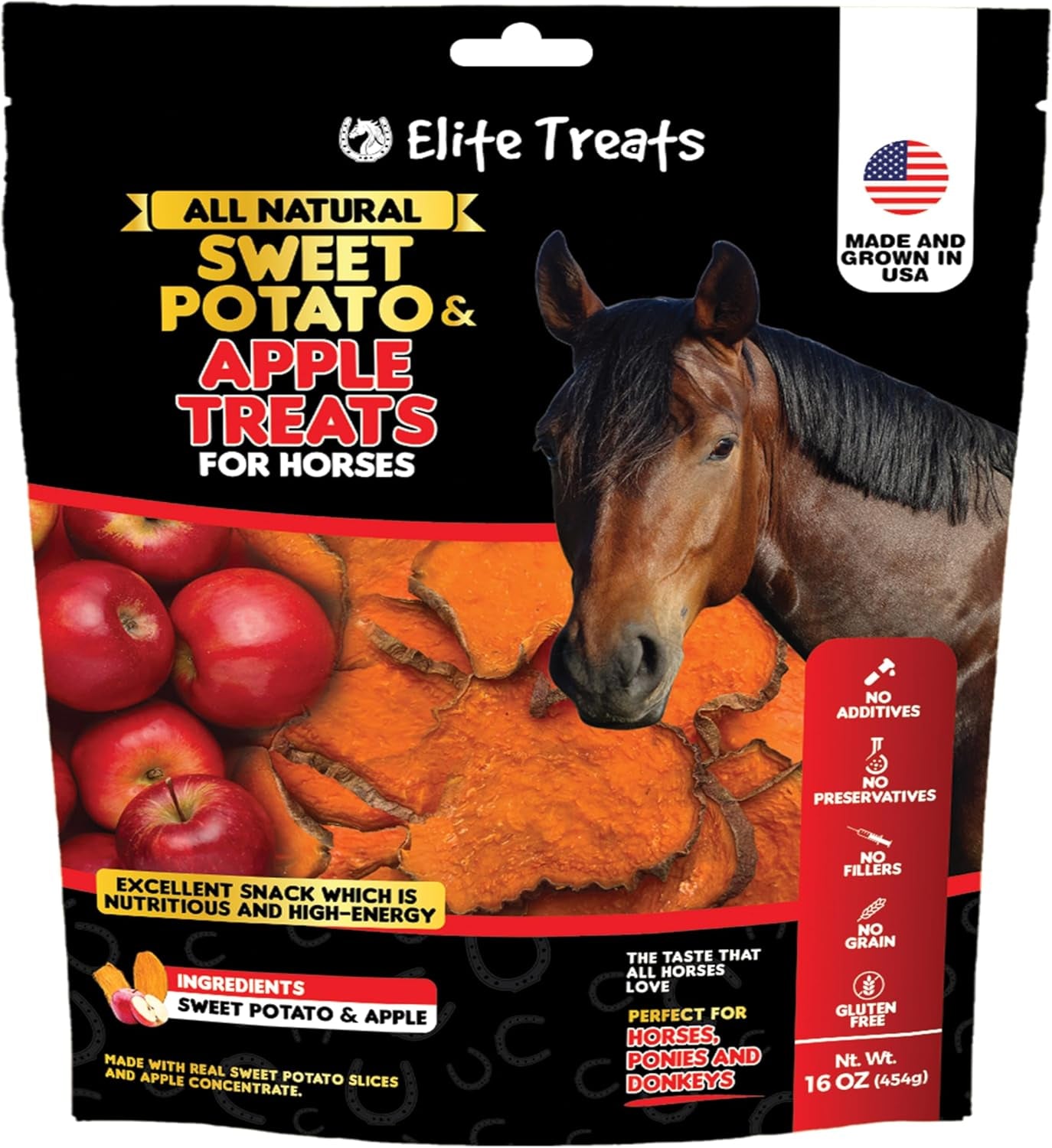 Horse Treats - Sweet Potato & Carrot, All Natural, Dehydrated Treat, Made in the USA for Horses, Ponies, Donkeys, Made with Real Sweet Potato Slices and Carrot Concentrate