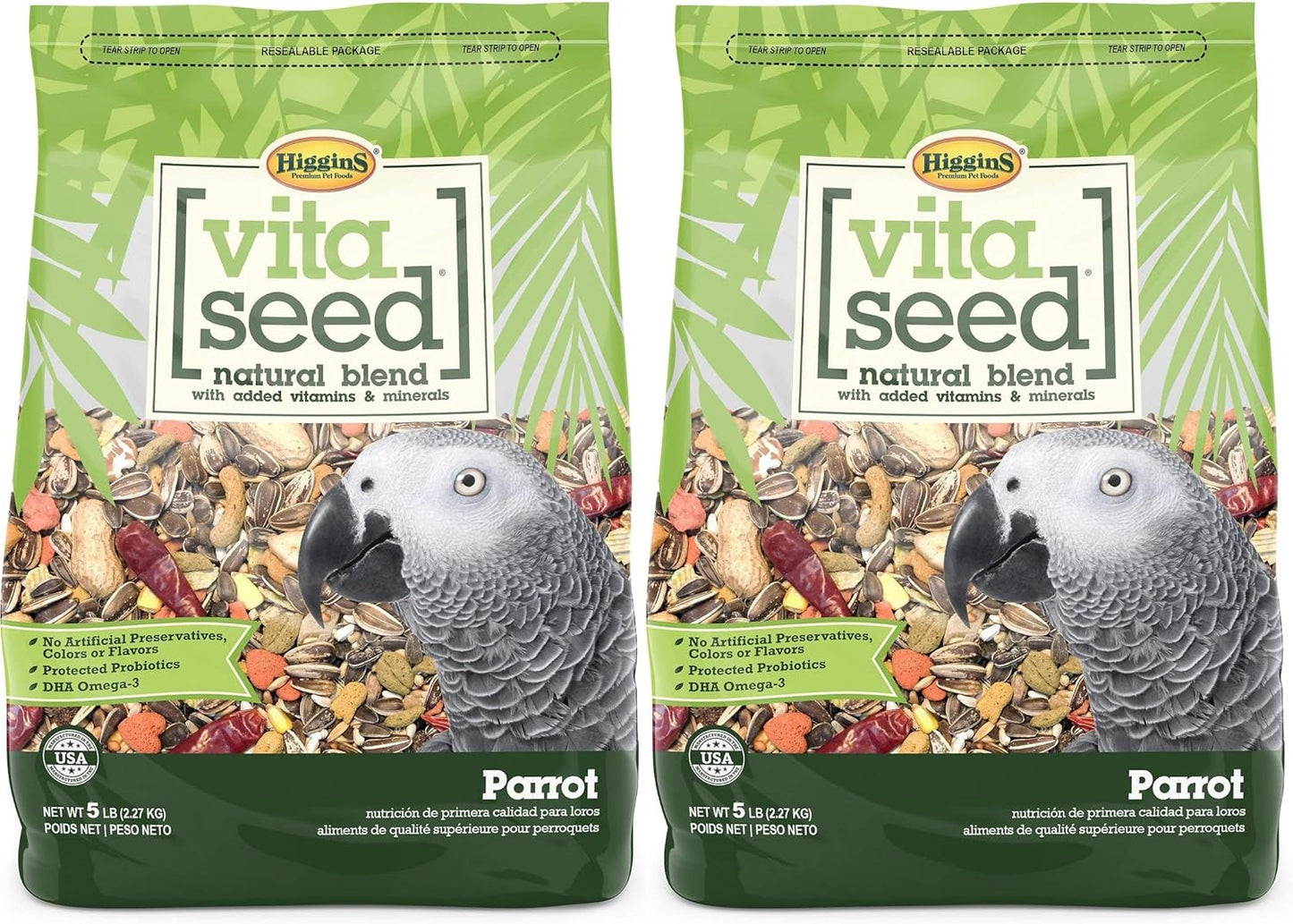 Higgins 2 Pack of Vita Seed Natural Blend Parrot Food, 5 Pounds Each