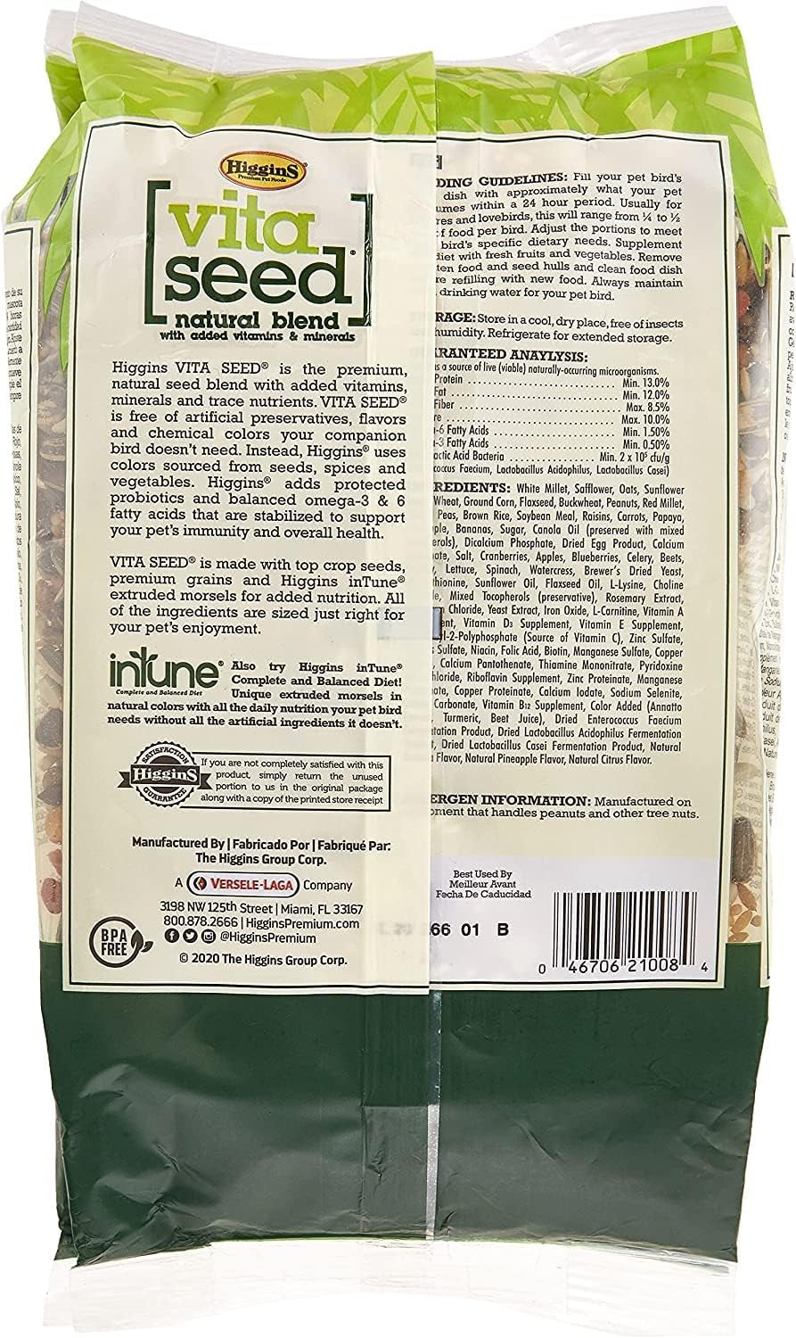 Higgins 2 Pack of Vita Seed Natural Blend Conure and Lovebird Food