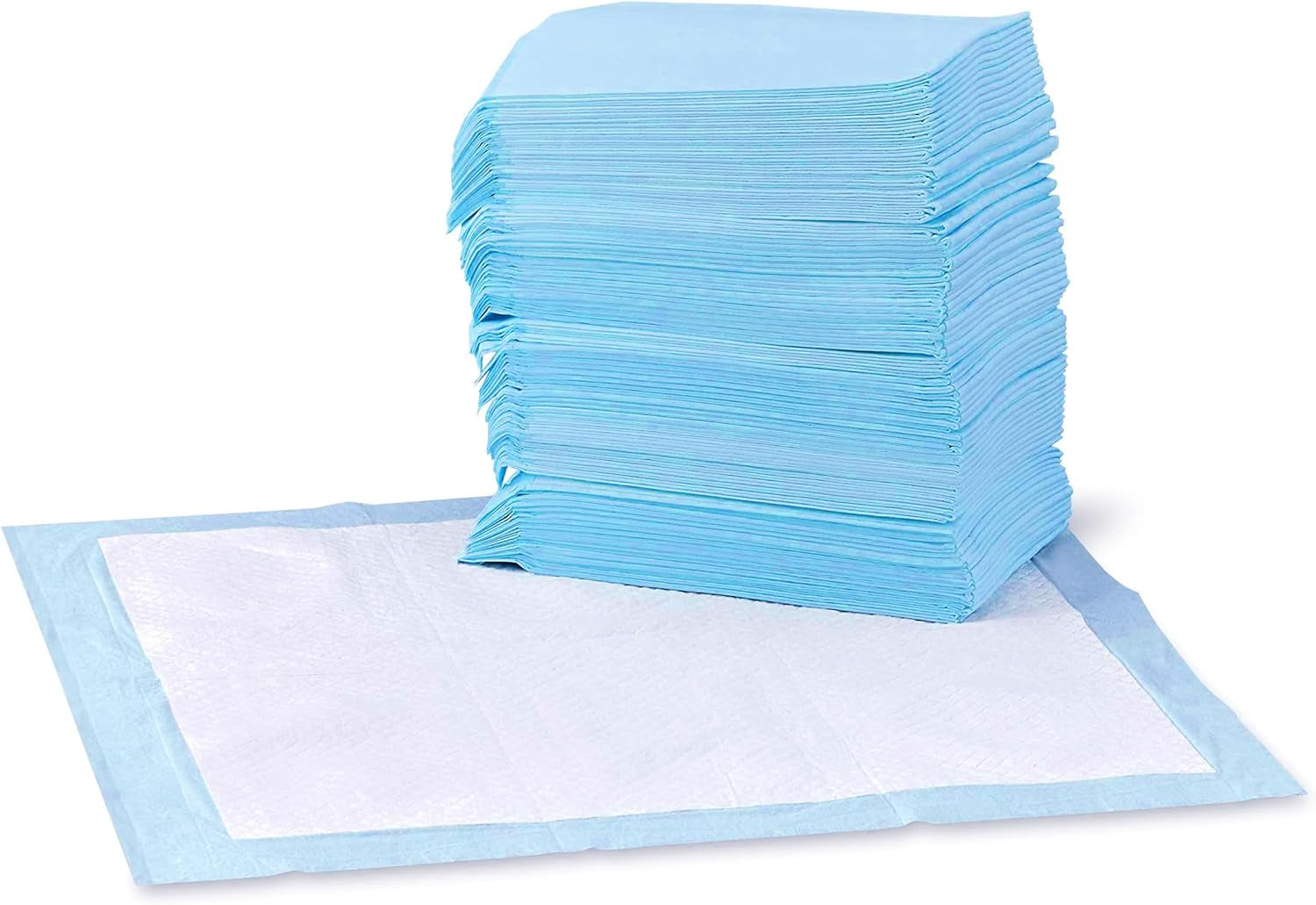 Dog and Puppy Pee Pads with 5-Layer Leak-Proof Design and Quick-Dry Surface for Potty Training, Standard Absorbency, Regular Size, 22 X 22 Inch - Pack of 50, Blue & White