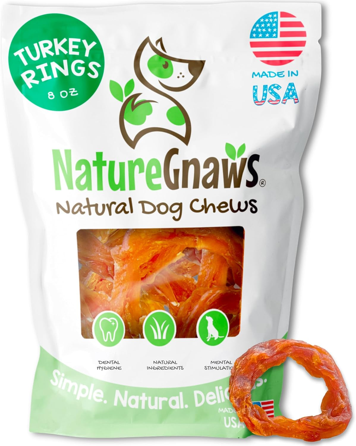 Nature Gnaws USA Turkey for Dogs - Delicious Grain Free Reward Snack for Small, Medium & Large Breeds - Premium Natural Dog Chew Treats