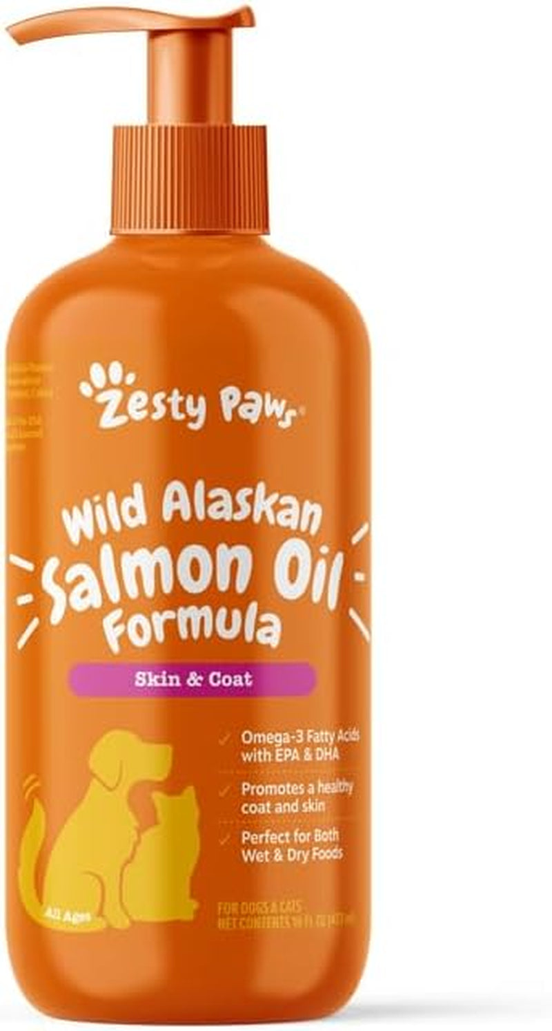 Wild Alaskan Salmon Oil Formula for Dogs & Cats - Omega 3 Skin & Coat Support - Liquid Food Supplement for Pets - Natural EPA + DHA Fatty Acids for Joint Function, Immune & Heart Health 8.5Oz