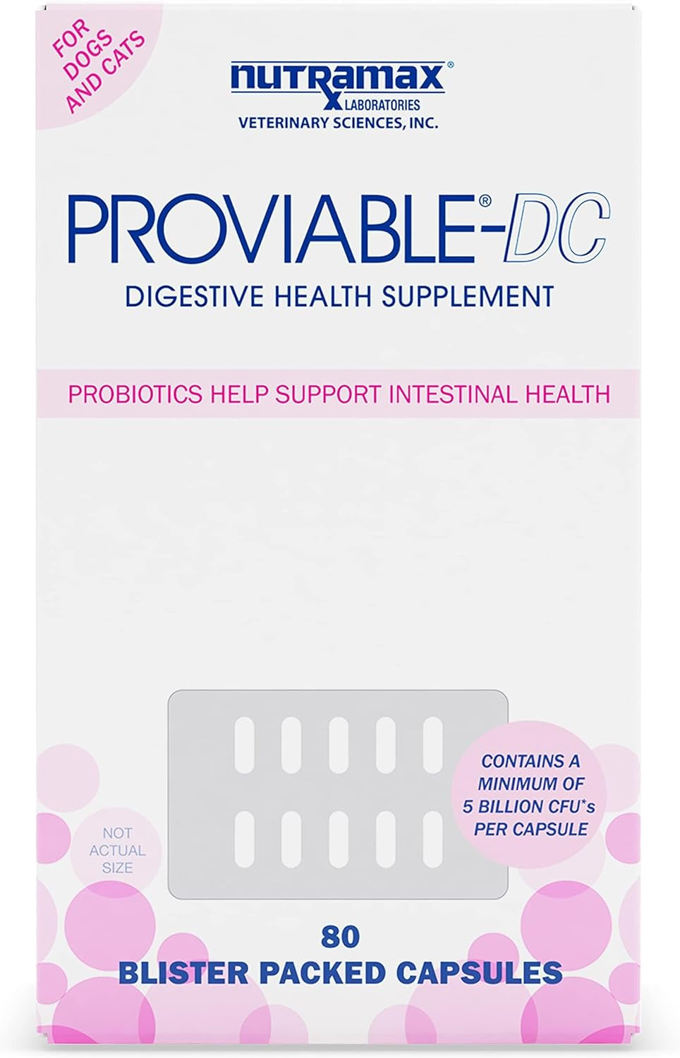 Digestive Health Supplement Multi-Strain Probiotics and Prebiotics for Cats and Dogs - with 7 Strains of Bacteria, 30 Capsules