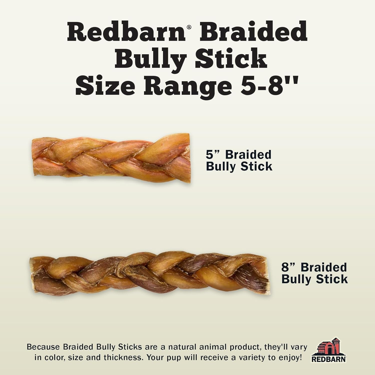 Redbarn Pet Products All Natural, Braided Bully Sticks for Small & Large Dogs - Healthy Long Lasting Beef Chews Variety Party Pack - Single Ingredient Low Odor Rawhide Free