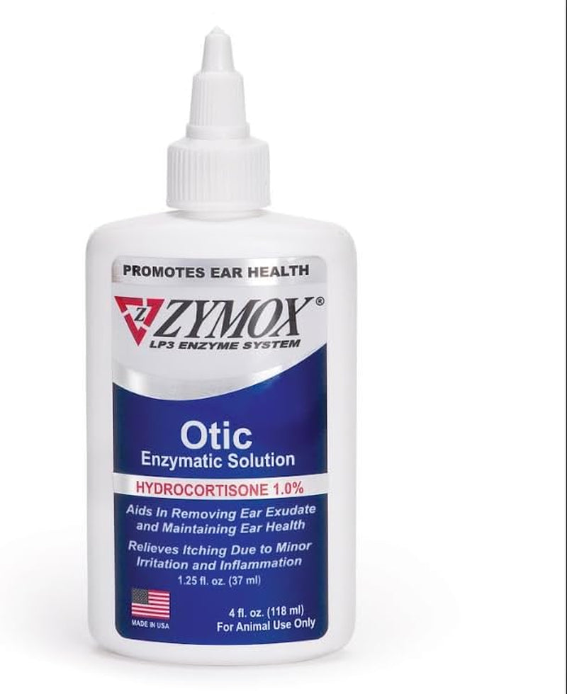 Otic Enzymatic Solution for Dogs and Cats to Soothe Ear Infections with 1% Hydrocortisone for Itch Relief, 1.25Oz