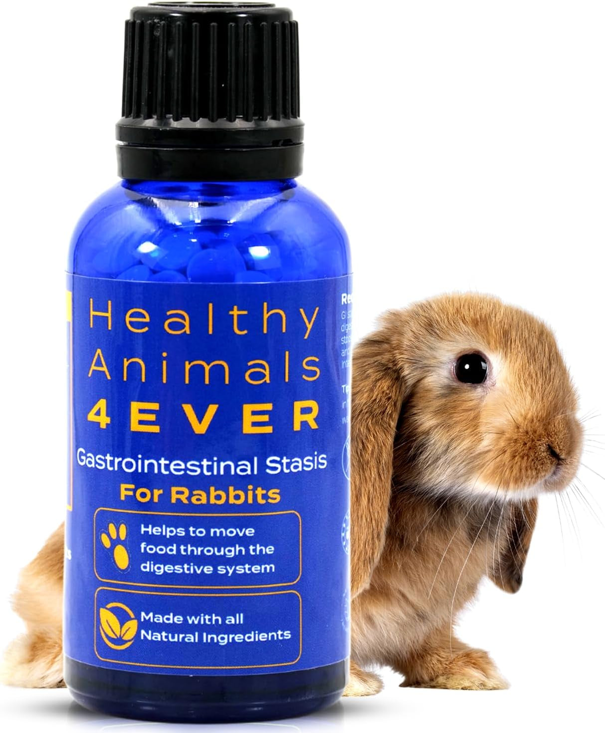 Healthy Animals 4Ever All-Natural Rabbit Gastrointestinal Stasis Treatment, Effective Homeopathic Support for GI Stasis - Promotes Healthy Digestion Rabbit Digestive Health Tablets, 300 Count