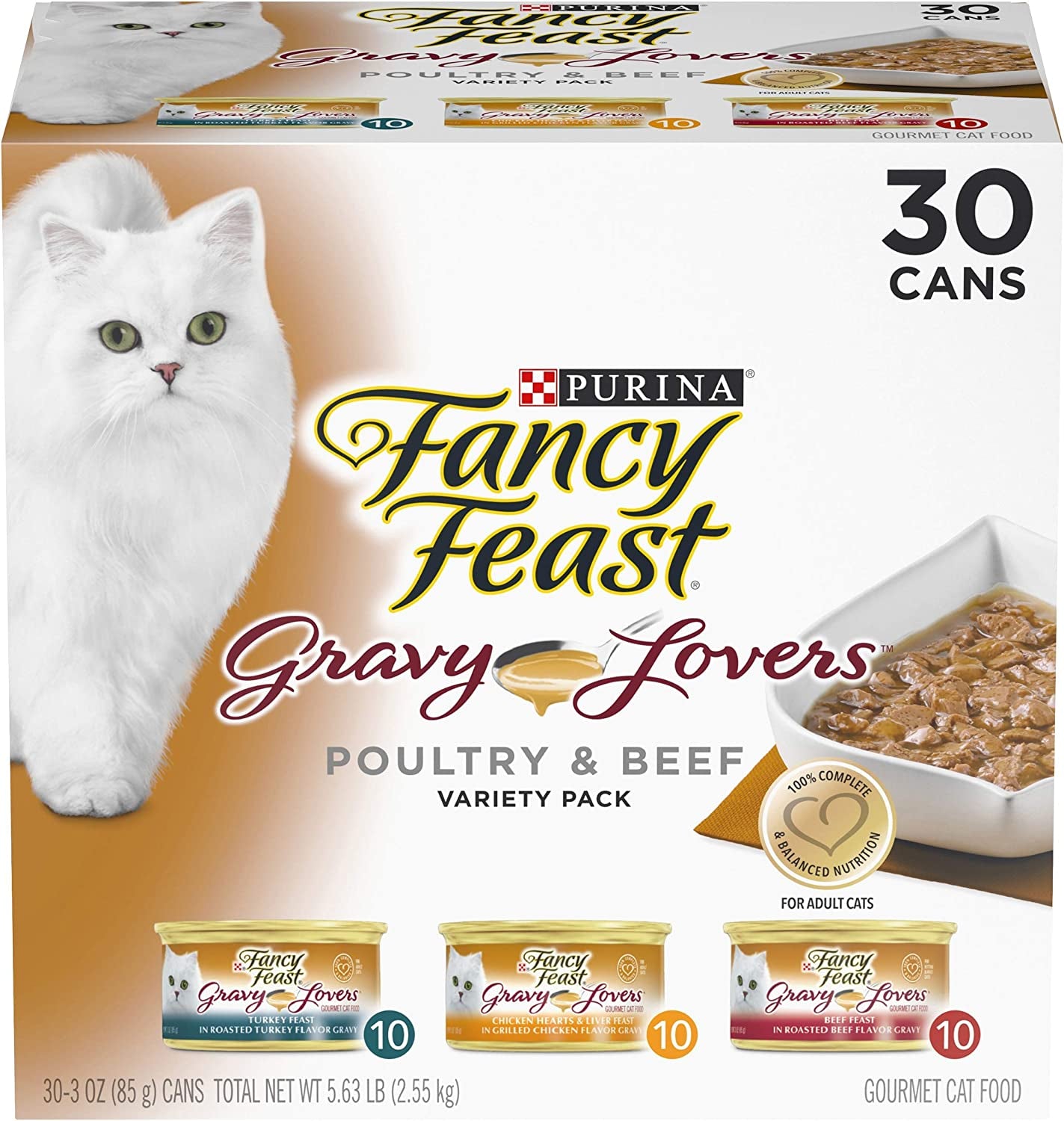 Poultry and Beef Feast Classic Pate Collection Grain Free Wet Cat Food Variety Pack - (Pack of 30) 3 Oz. Cans