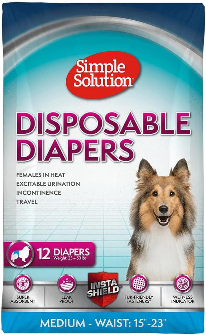 Simple Solution Disposable Dog Diapers for Female Dogs, True Fit, Absorbent, Leak Proof with Wetness Indicator, XL Puppy & Doggie Period Pad and Pee Diaper, for Large Pets