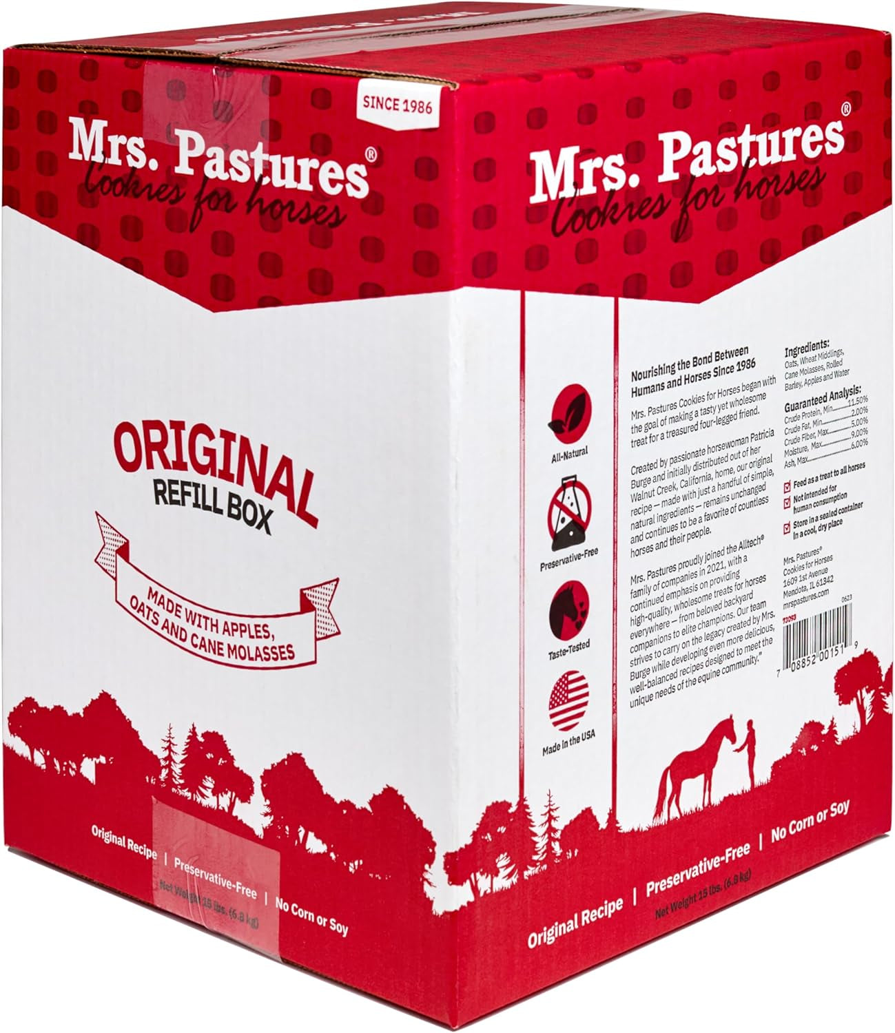 Mrs. Pastures - Cookies for Horses - (15Lb Refill Box)