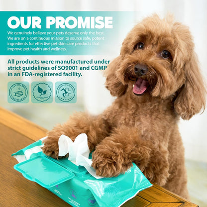 Dog Wipes for Paws and Butt, Anal Gland Wipes for Dog Cat and Pet, Cleansing & Deodorizing, Vet Recommended Cleansing Wipes, Gentle and Hypoallergenic