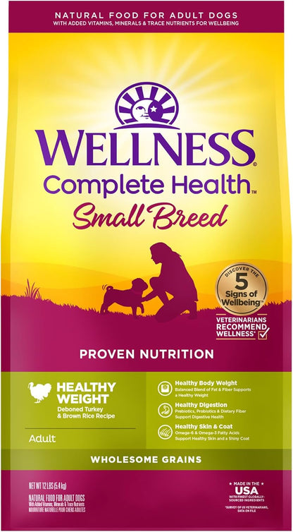 Complete Health Small Breed Adult Dry Dog Food with Grains and Real Turkey, Natural Ingredients, Omega Fatty Acids, and Probiotics, Made in USA