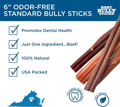 Best Bully Sticks Odor Free Bully Sticks for Dogs, Bulk Bag 100% Natural Grass-Fed Beef, Easily Digestible Bully Bones Grain and Rawhide Free Odorless Dog Bully Sticks for Large Dogs