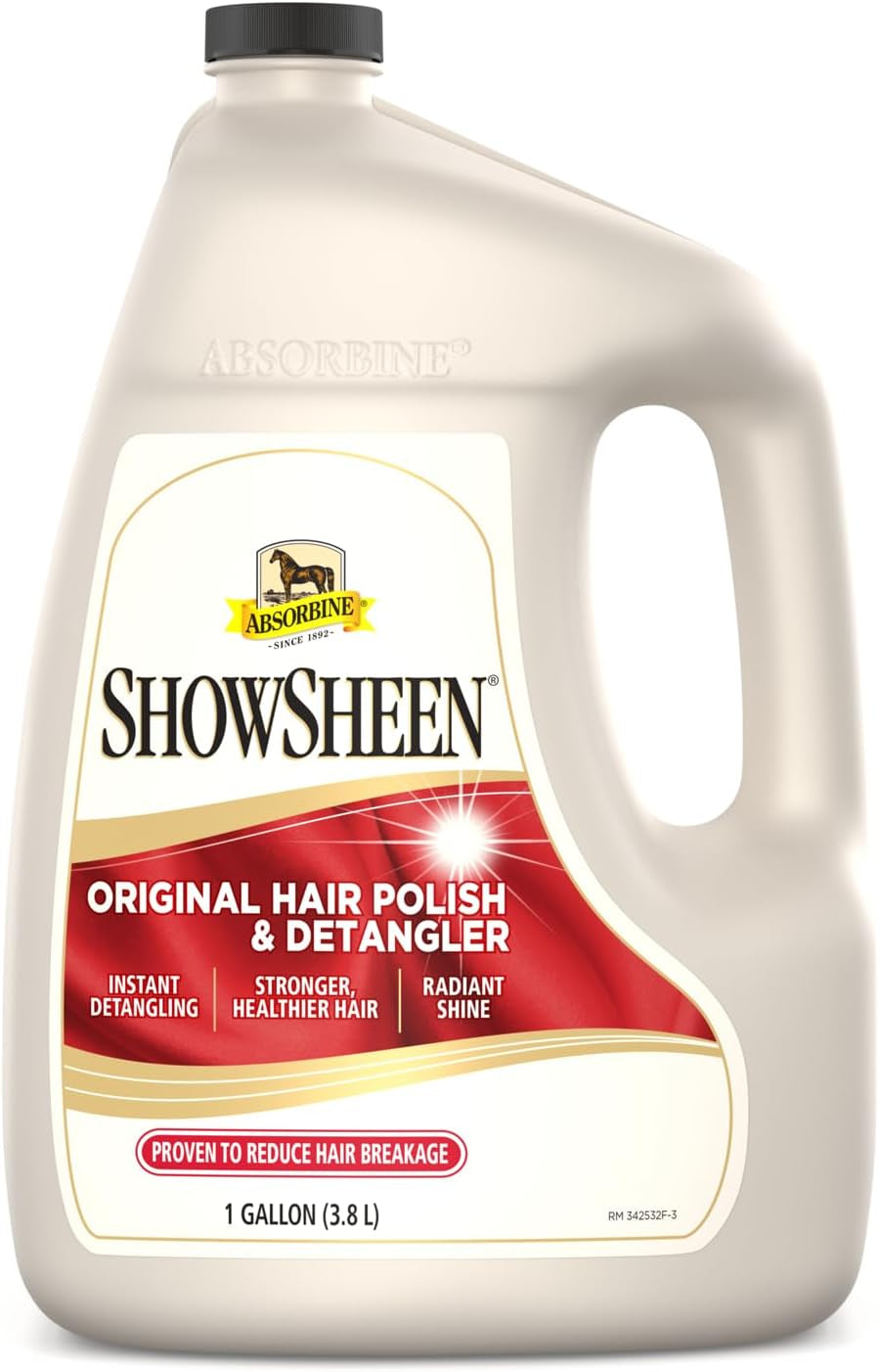 Showsheen Hair Polish & Detangler 128Oz Refill Jug, Horse and Dog Coat, Mane and Tail, Instant Detangling & Reduces Hair Breakage for Healthy Grooming & Radiant Shine